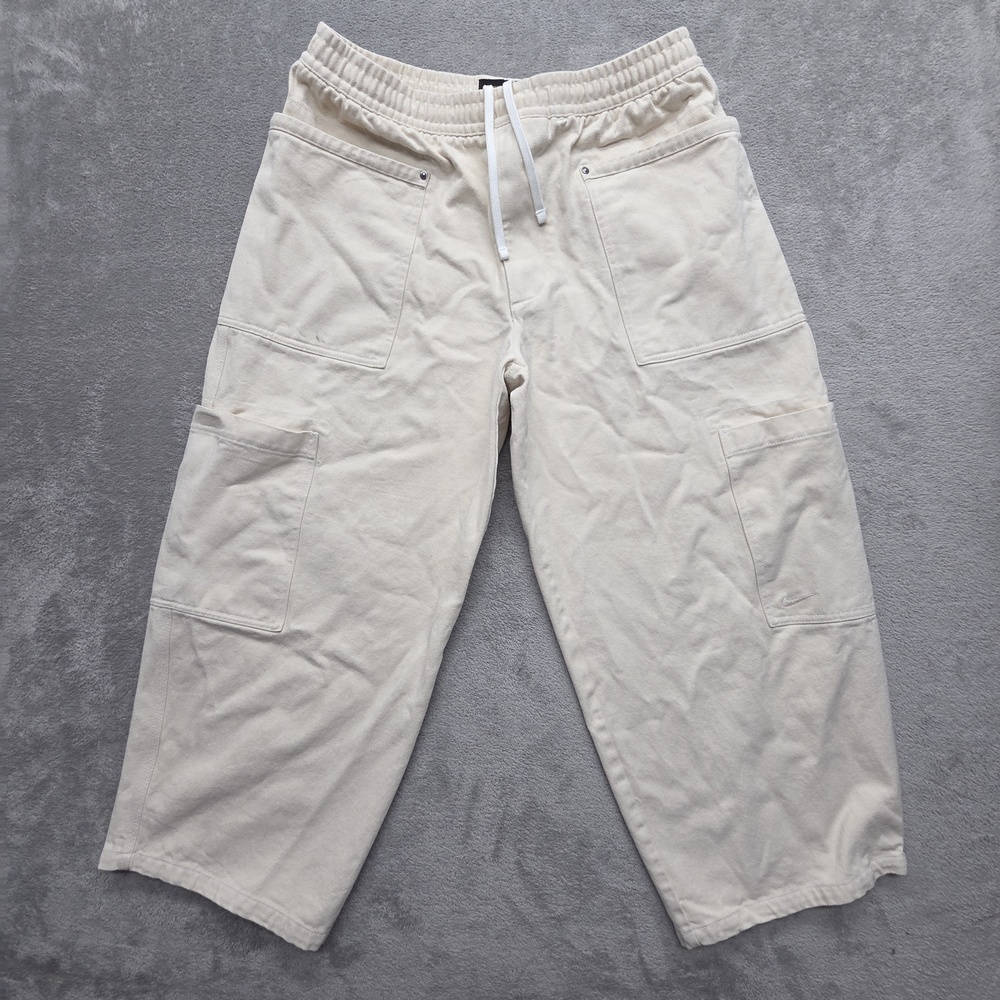 Nike Life Men's Utility Pants L Measured 34x26 Beige White Cargo Cotton
